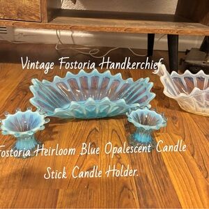 Fostoria Blue Opalescent Glass Set
